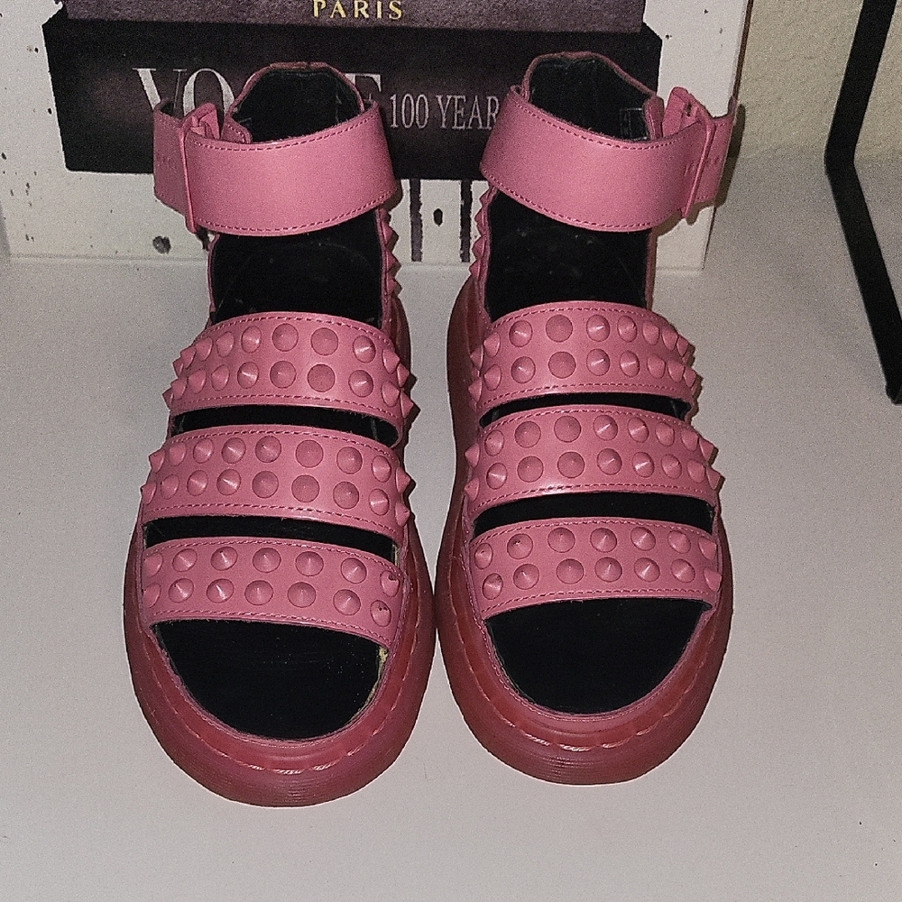Dr. Martens Liza Pink Sandals with Studded Straps, Super Rare Size 6, Eu 37
